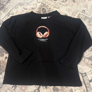 Zara Black Kids Shirt with Red Headphones